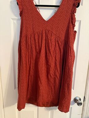 Knox Rose Rust Eyelet V-Neck Dress